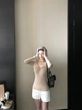 Autumn And Winter With A T-Shirt Slimming Temperament Pure Sexy Hottie Shirt V Collar Knot Long Sleeves Bottom Shirt