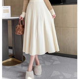 KANING Knitted Wool Skirt Half-Dress 2026 Autumn And Winter New Long Thicker Folding Skirt