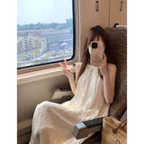 Sweet Hanging Neck Dress Fairy Summer 2025 New White Dress Sleeveless Advanced Temperament A Word Long Dress