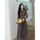 Large-Size French Vintage Glyt Gable Long Sleeve Dress Design Reliet Renovation Dress New Autumn