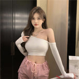 Autumn And Winter Sweet And Spicy Wind Word Oblique Shoulder Long-Sleeved T-Shirt Design Feel Tight Inside The Bottom Shirt On The Clothes