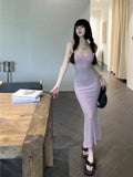 Pure-Want-Style Sling With Pink Temperament Dress Female Summer New Sexy Hot Girl Dress Long Dress Fishtail Skirt
