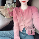 KANING Pink High-Functure Knitted Dress Girl Early Autumn 2026 New Korean Chic Chic Design Blouse