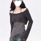 2025 Autumn Sling New Women's Design Slim Long Sleeve Irregular Two Sets Of Thin Hooded Shirts Niche