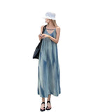 High-Grade Small Design Tie Dye Temperament Sling Dress Women's Summer Loose Lazy Wind Seaside Holiday Long Skirt