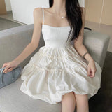 Little Princess Wind Dresses Women's Summer Oceanic French Vintage Relent-Back Suspension Short Skirt