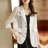2025 Spring And Summer Thin Blazer Women's Design Sense Of Niche Fashion Temperament Loose Chiffon Sunscreen Shirt