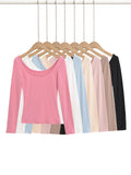 Hottie Long-Sleeved T-Shirt Girl Pure Lust Wind On The Shoulder Slim Top Inside The Bottom Blouse T-Shirt