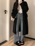 KANING Soft Languid Syringe Loose Knitted Cardigan Women 2026 Autumn And Winter New Wear Long Sweater Jacket