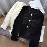 French Small Fragrant Wind Gold Buckle White Marinade Knitted Cardigan Women Autumn Soft Glutinous Sweater Coat Coat Winter