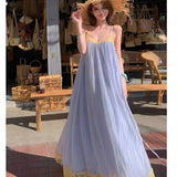 Summer Chiffon Splicing Lace Sling Dress Femininity Gentle Wind Loose Holiday Dress