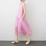 Cotton Linen Dress Women 2026 Summer New Literary And Art Large Size Loose Breathable Sleeveless Pure Linen Dress
