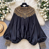 French Ocean Fine High-End Nail-Ball Shirt Fashion Loose Shirt Women