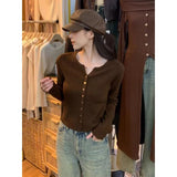 KANING Autumn's New Korean Version Of The Single-D Row Metal Buckle Temperament Knitted Cardigan Women's Short Sweater Coat