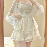 [ Chiffon Fabric + Ribs] French Dress 2025 New Fashion Women's Floral Skirt