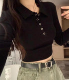 Purely Sexy Hottie Style Blo Dress Autumn And Winter Short Polo Collar Slimming Inside The Long-Sleeved T-Shirt Top