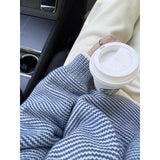 KANING Blue Wave Striped Knitwear 2026 Autumn And Winter New Lazy Wind Collar Bump Color Retro Sweater Woman