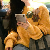 Kaning French Heavy-Industrial Handmade Flower Knitwear 2026 Spring New Shoulder Sleeves Weighted Sweater Women