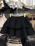 Autumn And Winter Loose Waist Corduroy Short Skirt Girl Lotus Leaf Cake Half-Dress Babes Thin A Word Fluffy Skirt