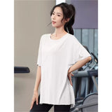 Summer Sports Running Fitness Suit Short-Sleeved T-Shirt Women Loose Open Training Piss Yoga Clothes