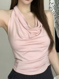 Ins Pure Hot Girl To Repair Sexy Collar Hanging Neck Sleeveless T-Shirt Girl Xia Yu Sister Carefully Machine Bottom Topess Female Tide