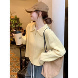 KANING French Goose Yellow Collar Knitted Cardigan 2026 Early Autumn New Double Zipper Design Sweater Woman