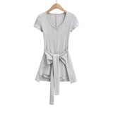 Spring And Summer Niche Hottie Waist Strap Two Sets Of One-Piece Women Solid Color Repair T-Shirt Short Sleeves