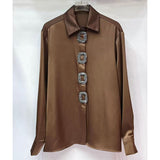 Euro 2026 New Niche Heavy Design Shirt Sex To Loose Long-Sleeved Women's Shirt Top