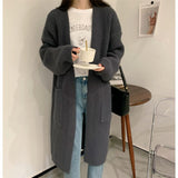 Long Knitted Cardigan Women's Autumn And Winter 2026 Korean Version Of Lazy Windy Sweater Jacket