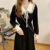 New Christmas And Autumn Winter French Dresses Women's Red Waist Temperament Long-Sleeved Hepburn-Style Dress