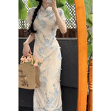 2025 New Chinese Daily Improved Version Of The Cheongsam Dress Temperament Medium Long Dress