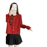 KANING Round-Neck Sweet Button Knitted Cardigan 2026 Autumn New Loose Premium Sweater Top Woman