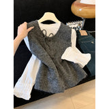 3.5/New In Spring XUAN XIAO JIE Gentle Wind Tie Knitted Vest Cardigan Woman