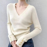 Kaning Port Wind Soft-Crysted Knitted Jersey 2026 Autumn And Winter New Solid Color V-Neck Thin Inside The Bottom Sweater
