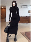 French Retro Pure-Style Sexy Long-Sleeved Dress Woman 2025 Autumn And Winter Slimming Over-Buffed Knee Dress