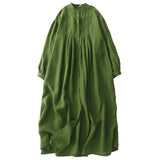 On The Same Day, The Green Long-Sleeved Dress Woman's New Literary Temperament In The Early Autumn Is Loose Robes.