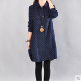 2026 New Long-Sleeved Korean Version Of Loose-Fitting Large-Size Long-Sized Shirt Dress Cotton And Thin Women's Top