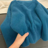 KANING Gentle Wind Age Reduction V Collar Knitted Knitted Women 2026 Autumn And Winter New Loose Lazy Inside Sweater