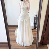 2026 Summer French Important Occasion Beautiful Dress Light People Gentle Know Wearing Light Apricot Lace Temperament Dress