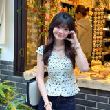 French Retro Wave Point V-Neck Thin Short-Sleeved Shirt 2026 Summer Lace Slim Age Temperament Blouse