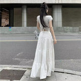 Women's Summer White Dress New Half Skirt A-Word Cake Dress Fairy Art Dress