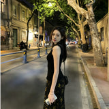 French Retro Temperament Floral Half-Dress Skinny Vest Female Sexy Hot Ass Skirt Set