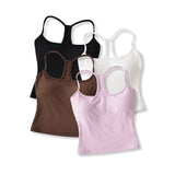 Sweet Sister Flat Mouth Hanging Neck Sling Vest With Chest Pad Removable Short Back Sleeveless Vest