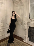 Pure-Want Purple Temperament Sling Dress Women's New Sexy Tight Hottie Rear Mother Fishtail Dress