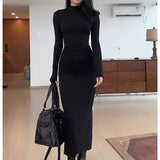 French Retro Pure-Style Sexy Long-Sleeved Dress Woman 2025 Autumn And Winter Slimming Over-Buffed Knee Dress
