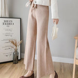 Thick Knitted Wide Leg Pants Women Autumn And Winter High Waist 2026 Loose Vertical Trousers Long Pants Smoke Pipe Pants Women