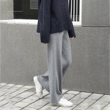Casual Knitted Wide-Legged Trousers Women 2026 Autumn And Winter New Loose High-Waisted Straight Barrel Tugging Long Pants Women