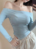 Purely Sexy Shoulder Long-Sleeved T-Shirt Femininity T-Shirt Femininity T-Shirt Girl Tide