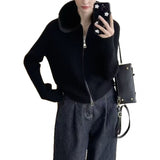 KANING Solid Colored Double Zipper Knitted Rial 2026 Autumn/Winter New Design Sweater Coat