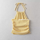 Spice Girls Summer Striped Vest Hanging Back Folded Short Slings Outside To Wear Clothes